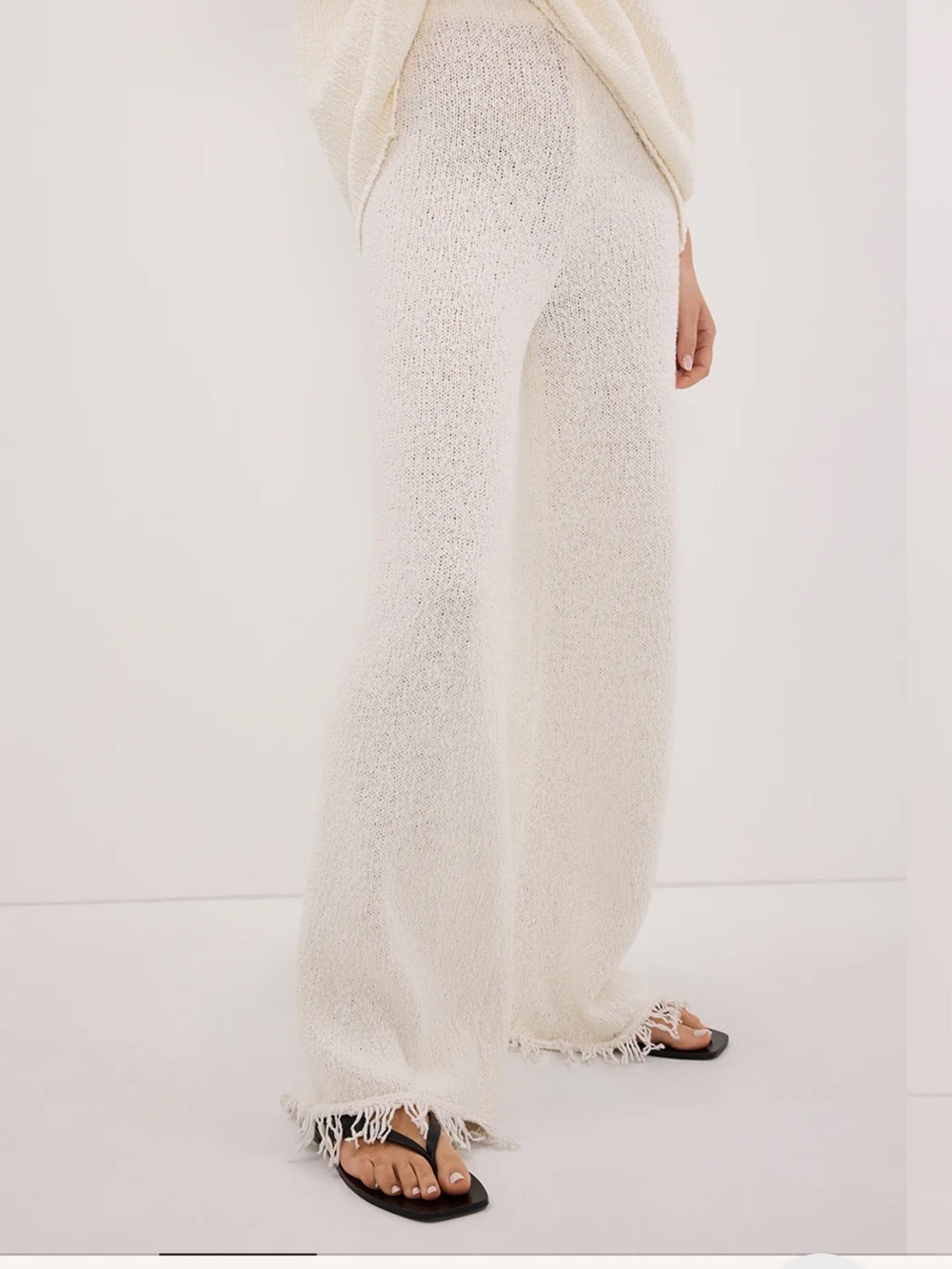 Dissh Sue Off White Fringe Knit Pant M NWT
